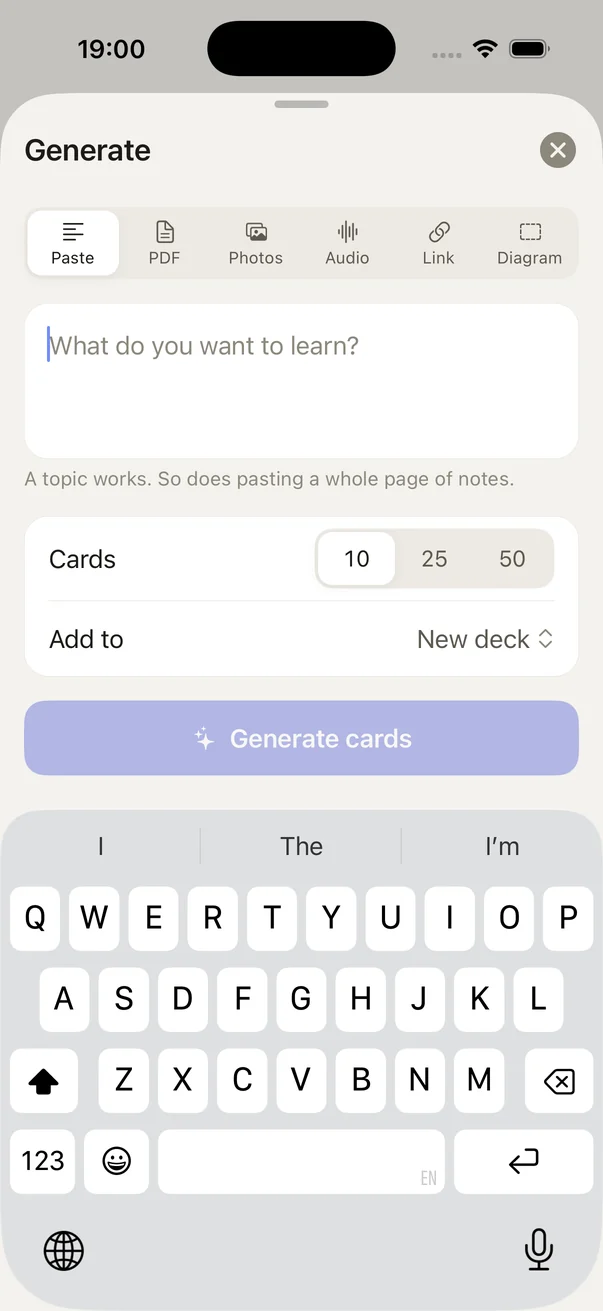 MemSpark: generate cards, light appearance