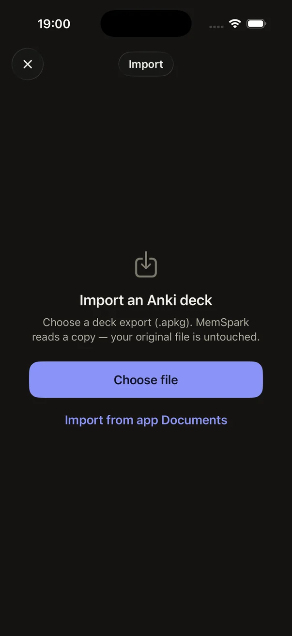 MemSpark: anki import, dark appearance