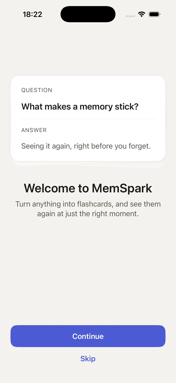 MemSpark: welcome, light appearance